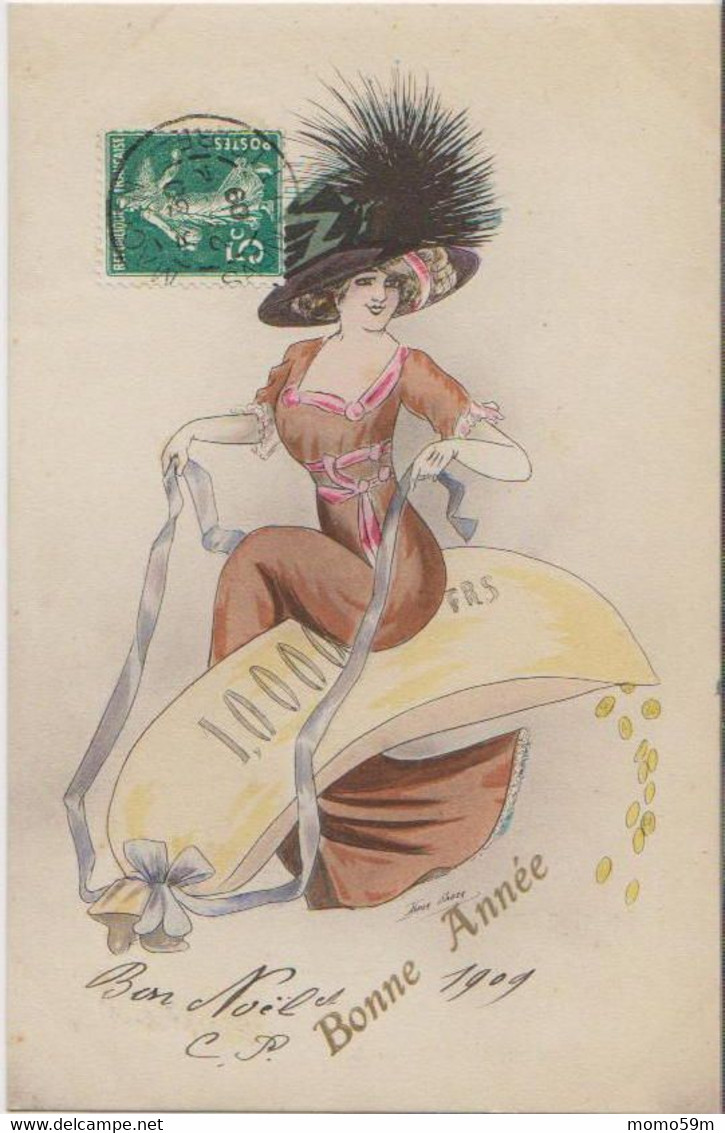 1909.Bonne Année . Chapeau. - Sager, Xavier