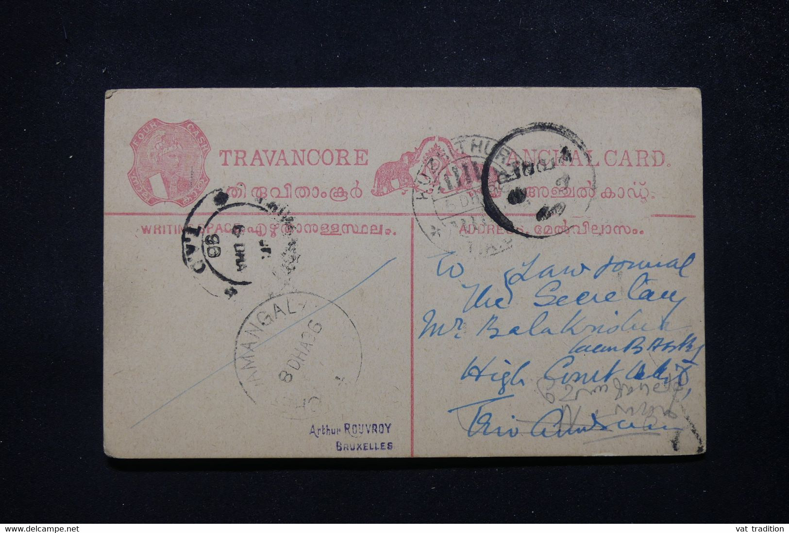 INDE - Entier Postal Du Travancore En 1896 De Kurzhithurai  - L 81042 - Travancore