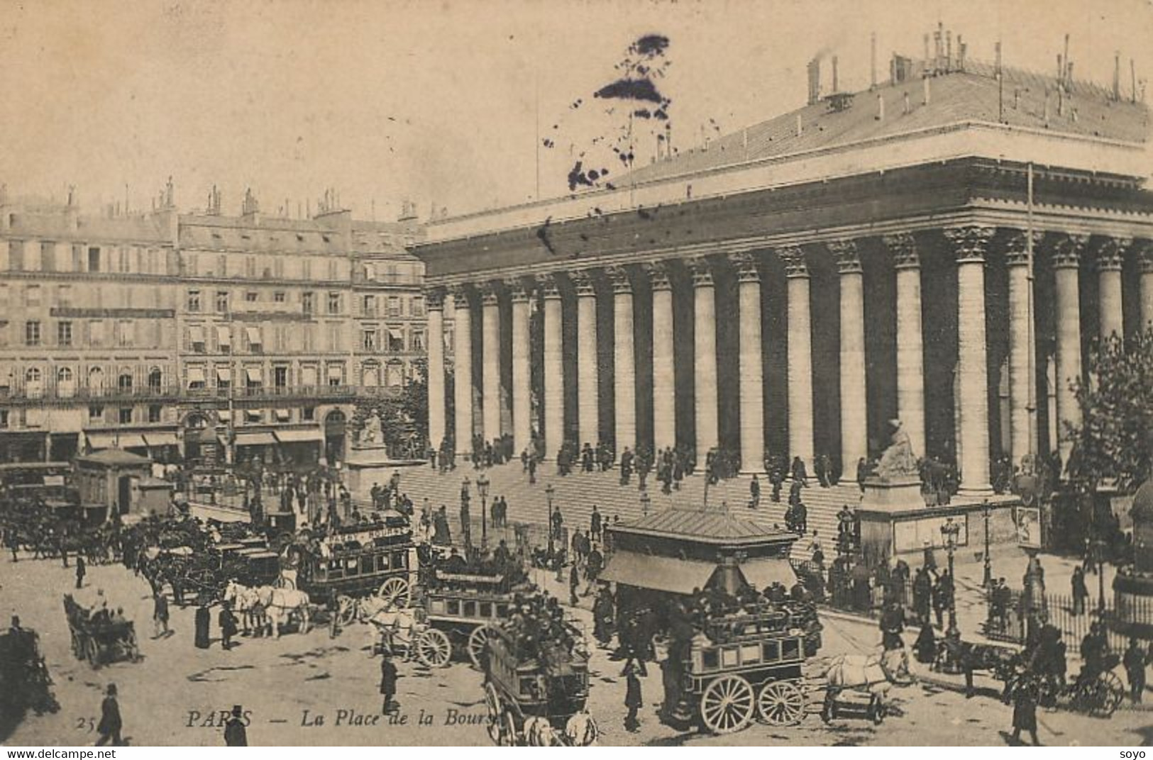 Attelages Fiacre Taxi à Cheval Paris Place De La Bourse. Horse Tram Car Envoi à St Bouize Sancerre - Taxis & Huurvoertuigen