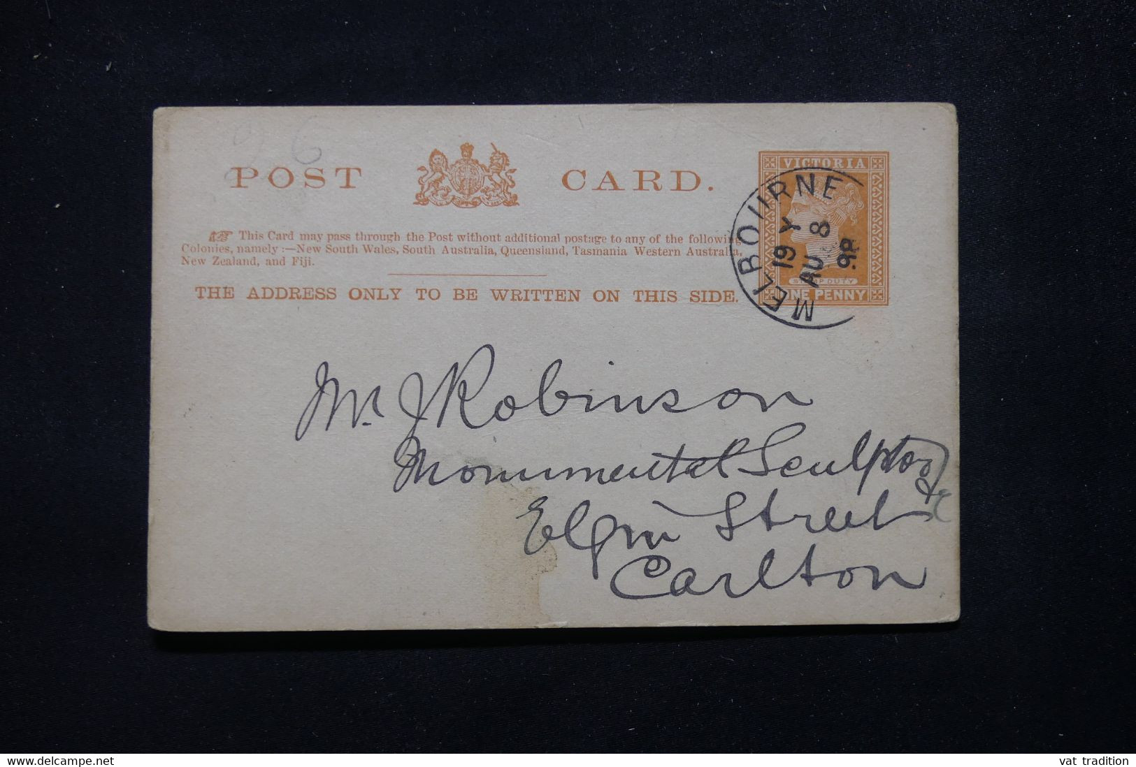 AUSTRALIE / VICTORIA - Entier Postal De Melbourne En 1898 Pour Carlson - L 81044 - Covers & Documents