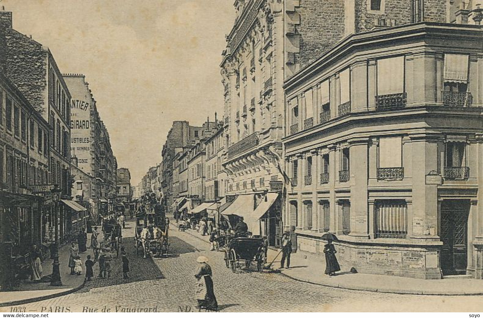 Attelage Fiacre Taxi à Cheval Paris Rue De Vaugirard. Horse Tram Car - Taxis & Huurvoertuigen