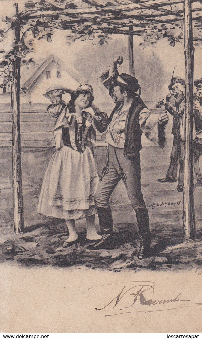 ILLUSTRATEUR : Charles Scolik  - Wien VII -  Couple Danse - Costume -Folklore  (lot Pat 130/2) - Scolik, Charles
