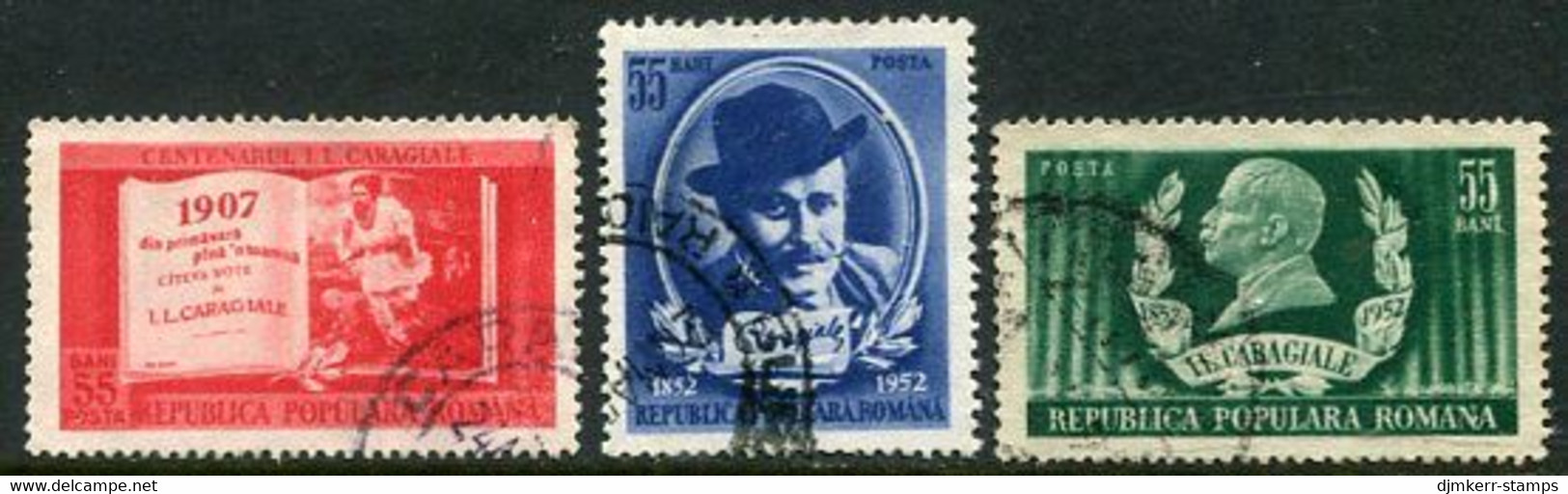 ROMANIA 1952 Caragiale Centenary II Used  Michel 1386-88 - Oblitérés