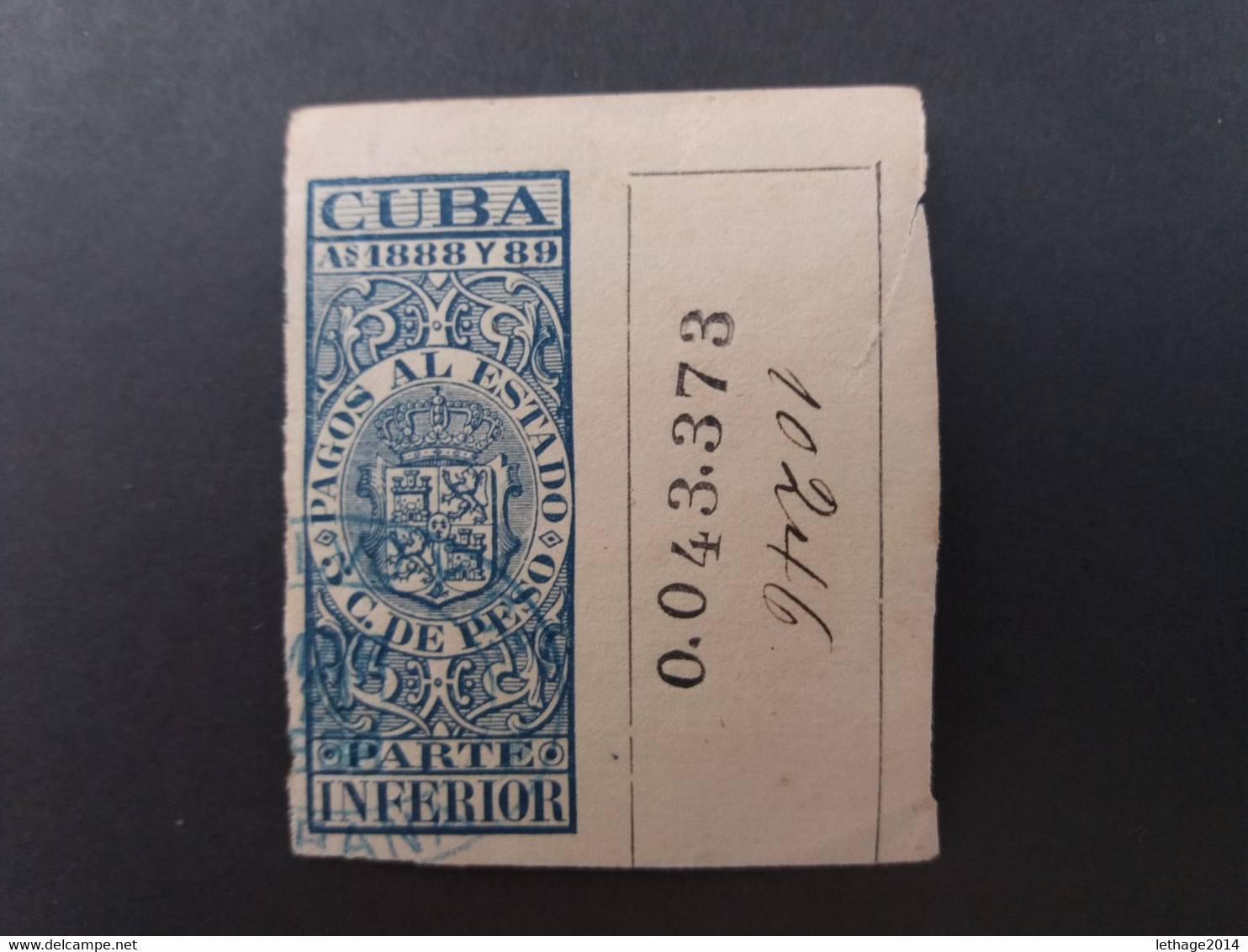STAMPS CUBA 1888  "Pagos Al Estado " Fiscal Stamps For Telegraphs. OBLITERE - Telegraph
