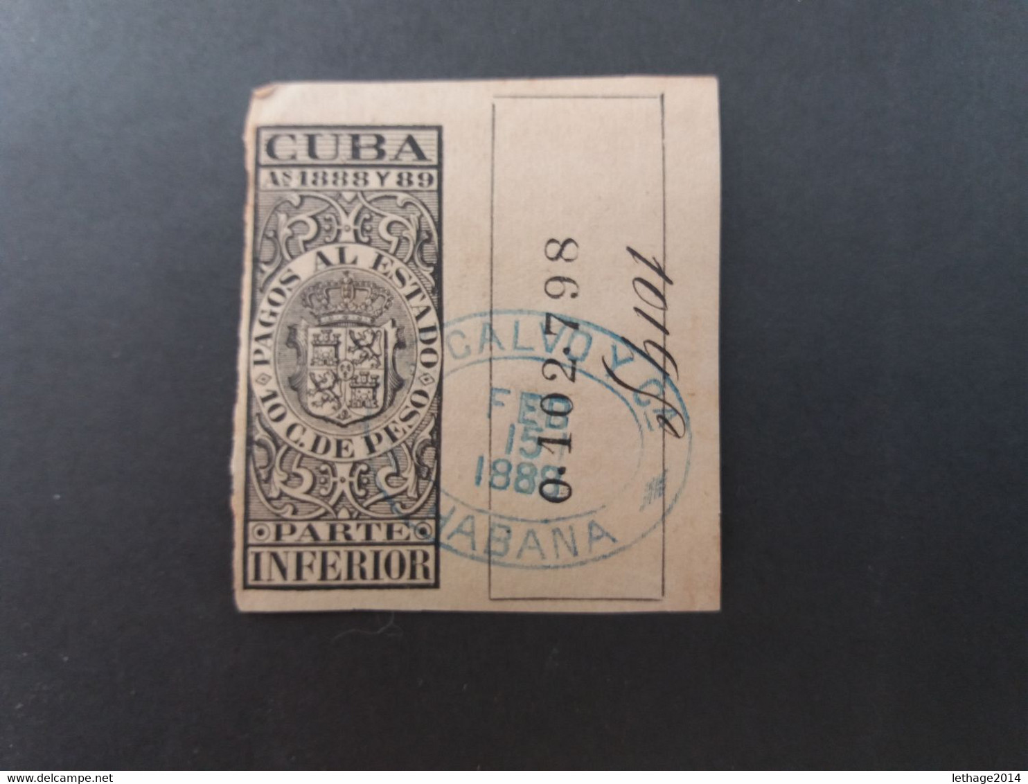 STAMPS CUBA 1888  "Pagos Al Estado " Fiscal Stamps For Telegraphs. OBLITERE - Telegrafo