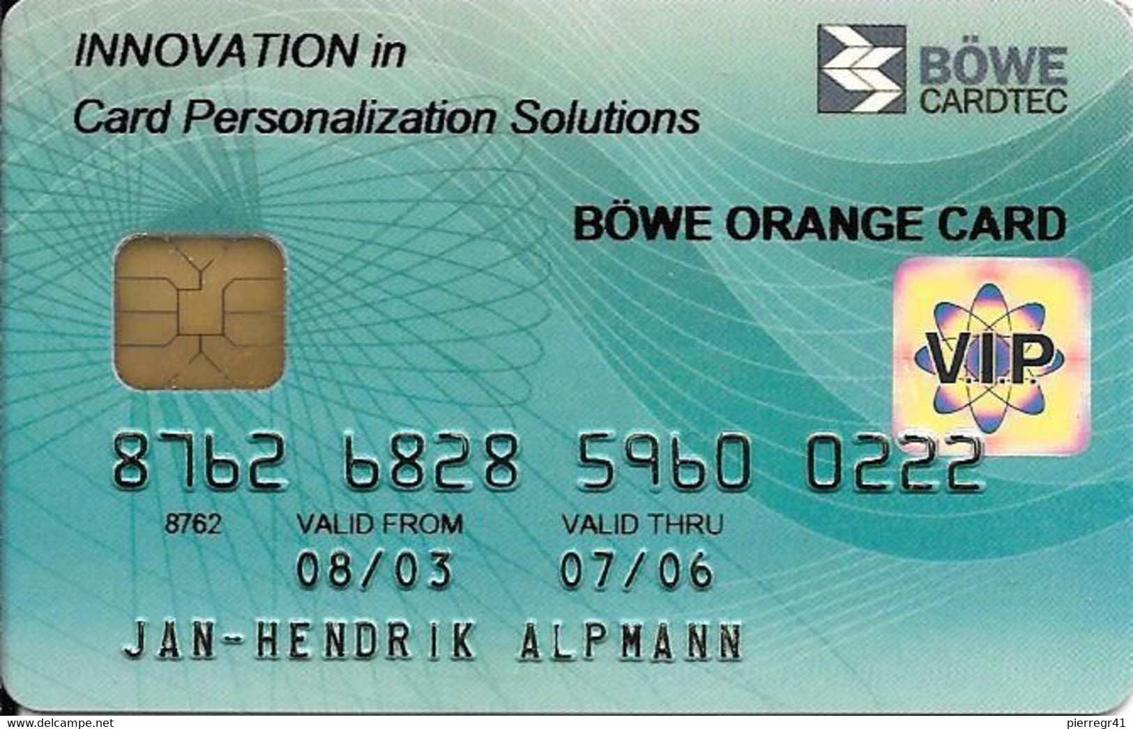 -CARTE-PUCE-MAGNETIQUE-Allemagne-CB-BANQUE BOWE CARDTEC-2003-BOWE ORANGE CARD-Modele-Plastic Epais Glacé-TBE-RARE - Disposable Credit Card