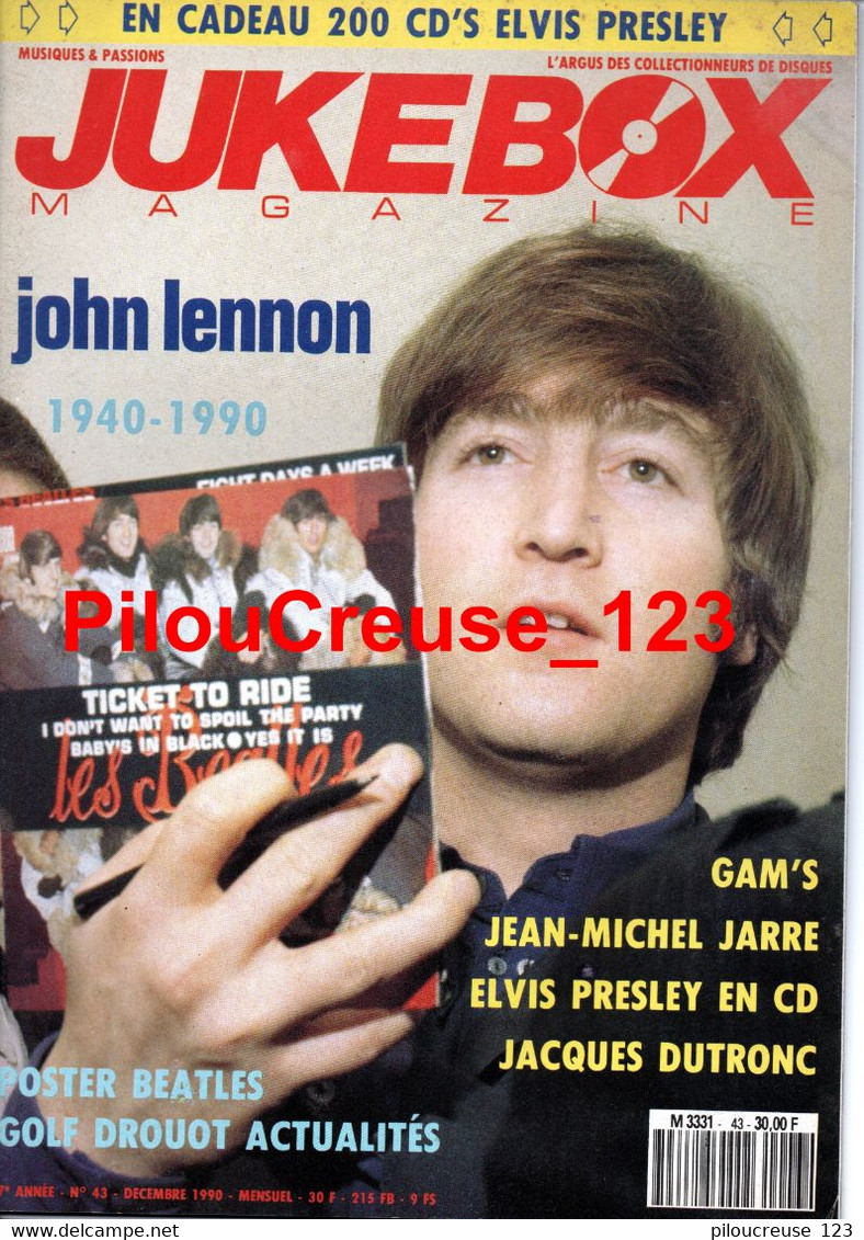 REVUE - JUKE BOX N°43 De Décembre 1990 - En Couverture John LENNON - Musique