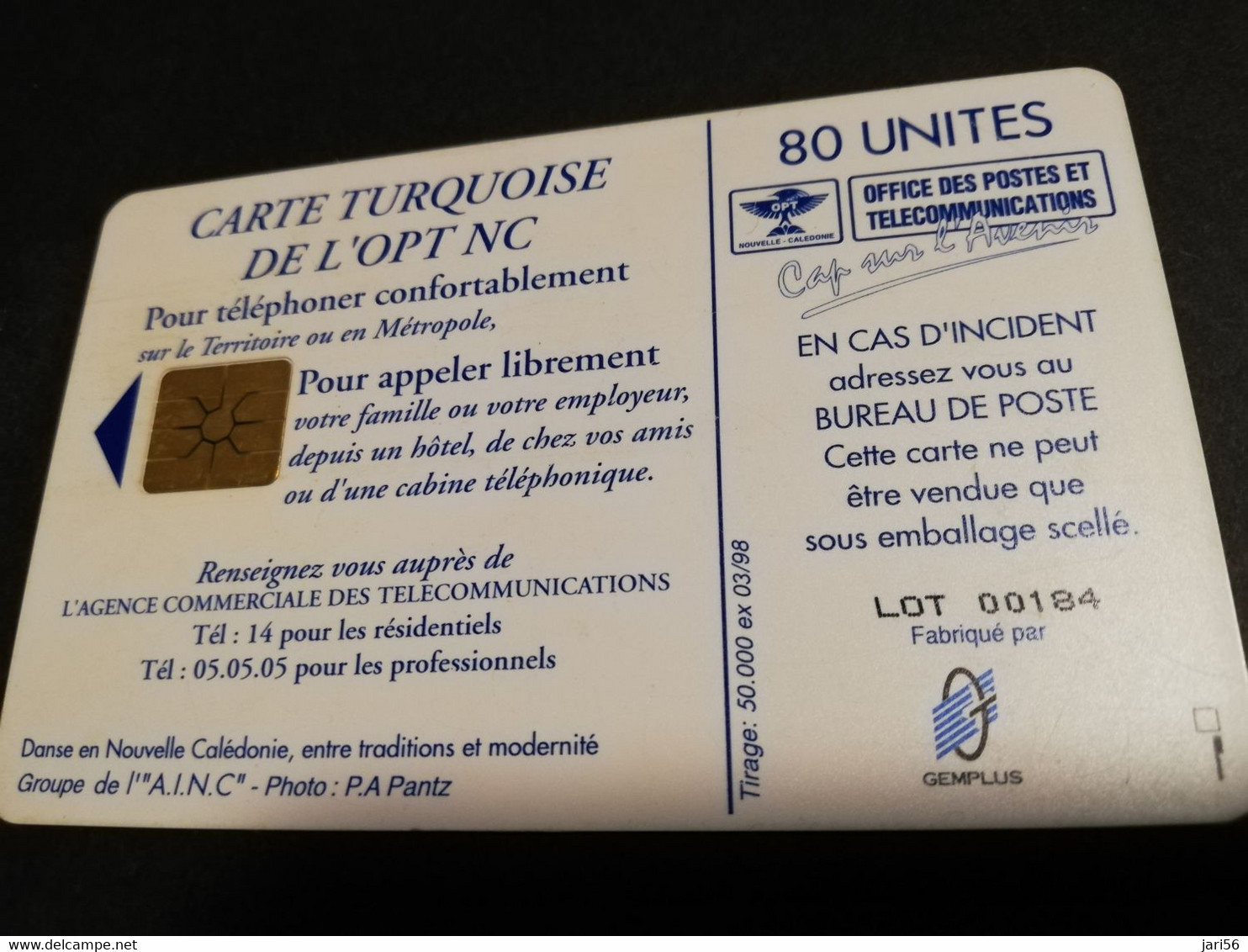 NOUVELLE CALEDONIA  CHIP CARD 80 UNITS Carte De Turquoise De Lopt  Nc   ** 4167 ** - Nouvelle-Calédonie