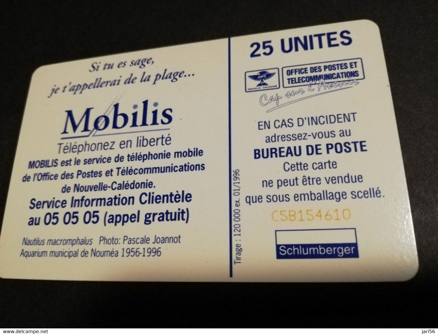 NOUVELLE CALEDONIA  CHIP CARD 25  UNITS  MOBILIS  UNDER SEA LIFE , NR C5B      ** 4177 ** - Nueva Caledonia