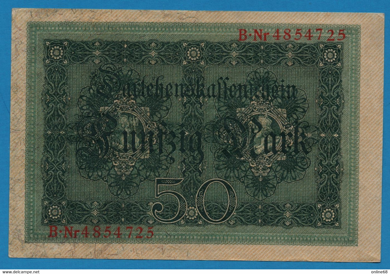 DEUTSCHES REICH LOT 2 X 50 Mark 05.08.1914 Série B # 4854724+25   P# 49b DARLEHENSKASSENSCHEIN - 50 Mark