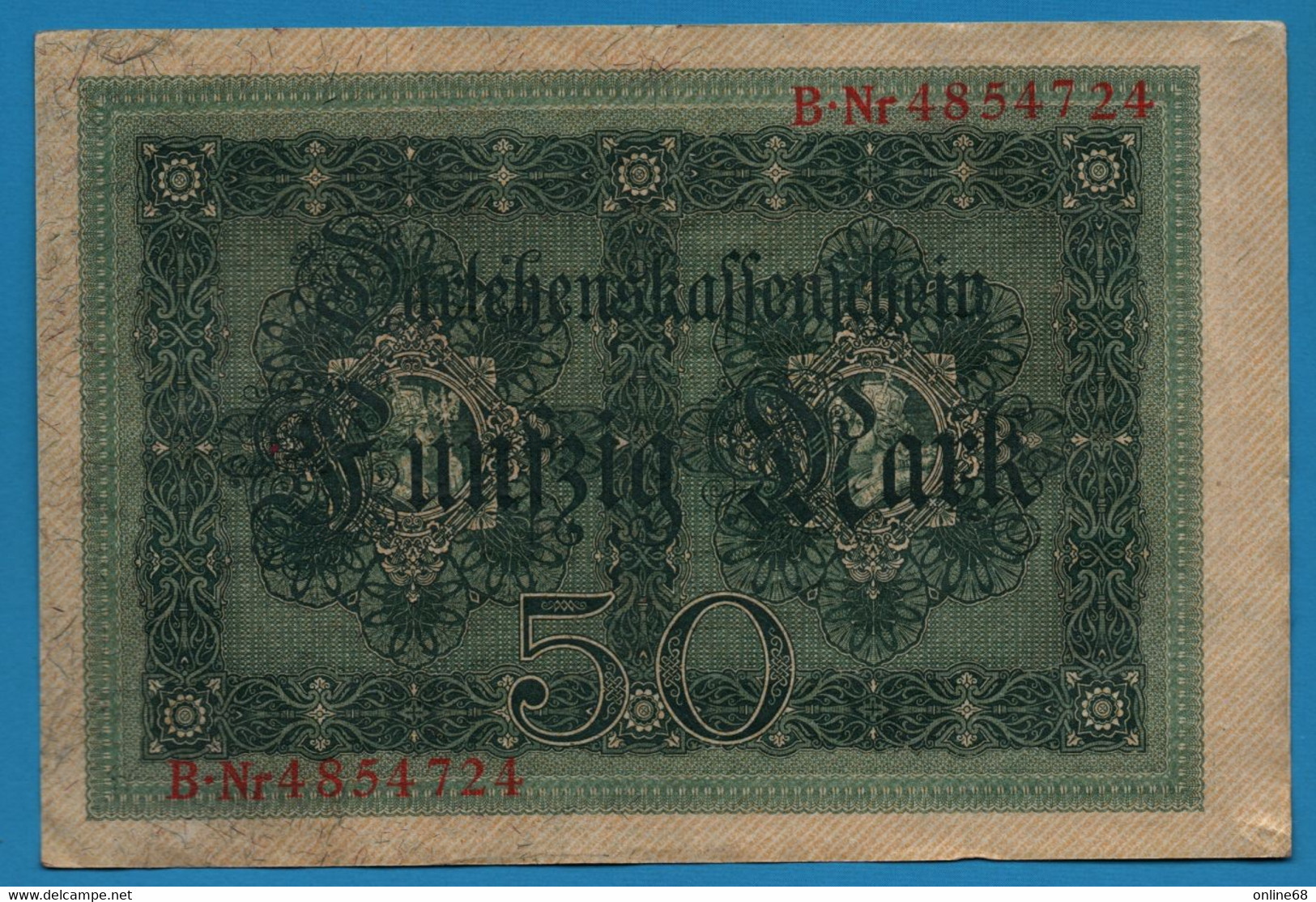 DEUTSCHES REICH LOT 2 X 50 Mark 05.08.1914 Série B # 4854724+25   P# 49b DARLEHENSKASSENSCHEIN - 50 Mark