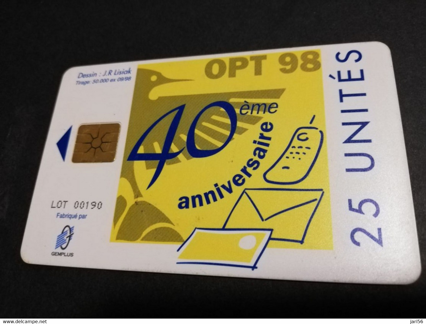 NOUVELLE CALEDONIA  CHIP CARD 25  UNITS   40EME ANNIVERSAIRE 1958-1998       ** 4186 ** - New Caledonia