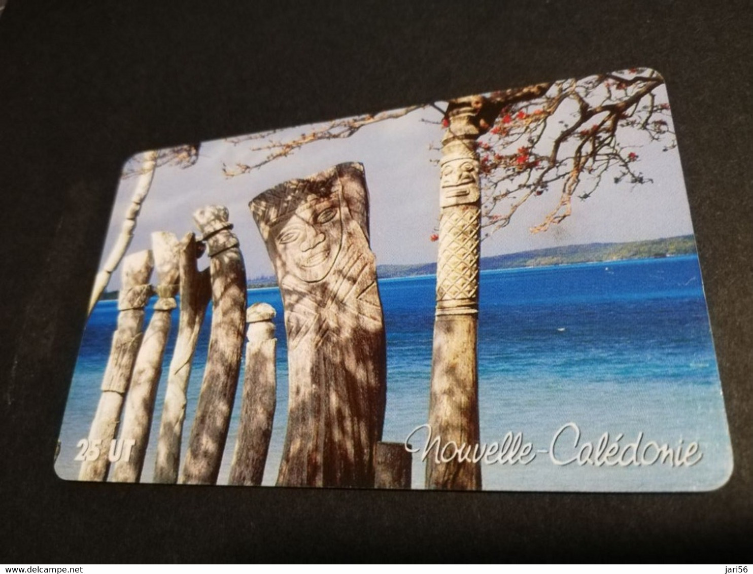 NOUVELLE CALEDONIA  CHIP CARD 25  UNITS  CARVED TREES AT BEACH         ** 4193 ** - Nuova Caledonia