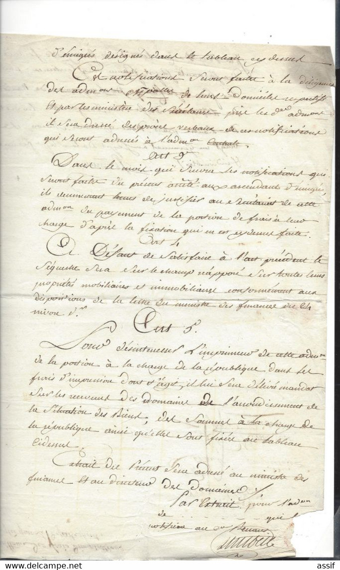 Lettre An 7  Linéaire Macon Pour Perrault Montrevost Par Cuisery - Extrait Règlement Concernant Ascendants D'émigrés 3 P - Documents Historiques