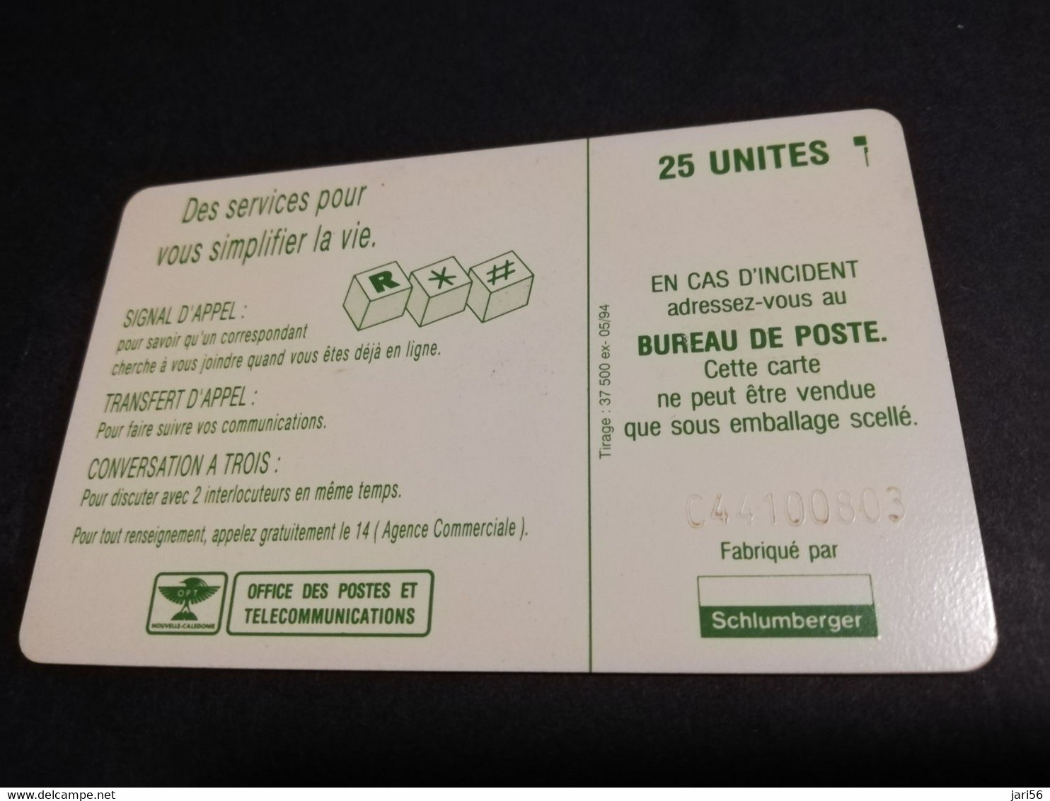 NOUVELLE CALEDONIA  CHIP CARD 25 UNITS TELECARTES  COLLECTIONEZ    NR; C441         ** 4202 ** - New Caledonia