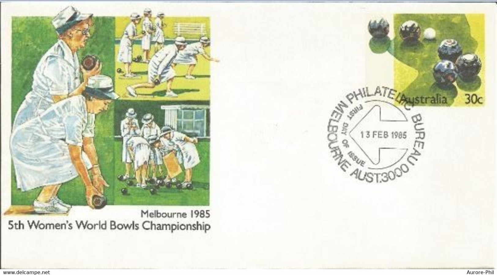 FDC - Jeu De Boules, Boules De Gazon, Melbourne 1985 (World Bowls Championship, Lawn Bowls - Australia) - Boule/Pétanque