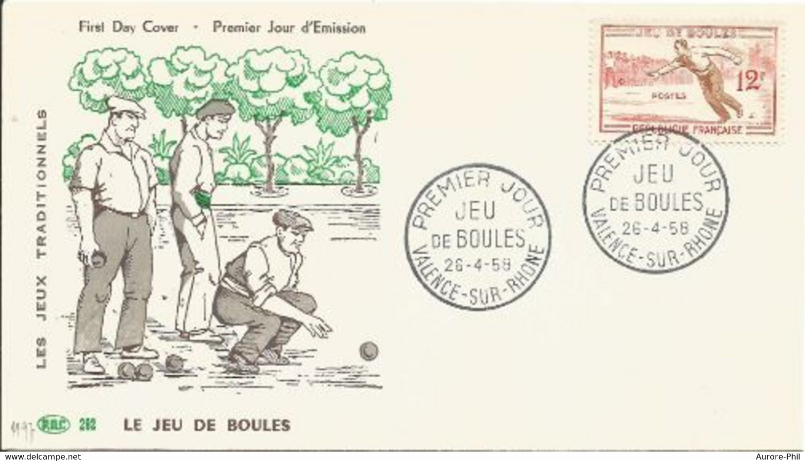 FDC - Pétanque, Jeu De Boules, Valence-sur-Rhone, Timbre Guadeloupe Rivière Sens Au Verso (Bowls - France) - Petanque