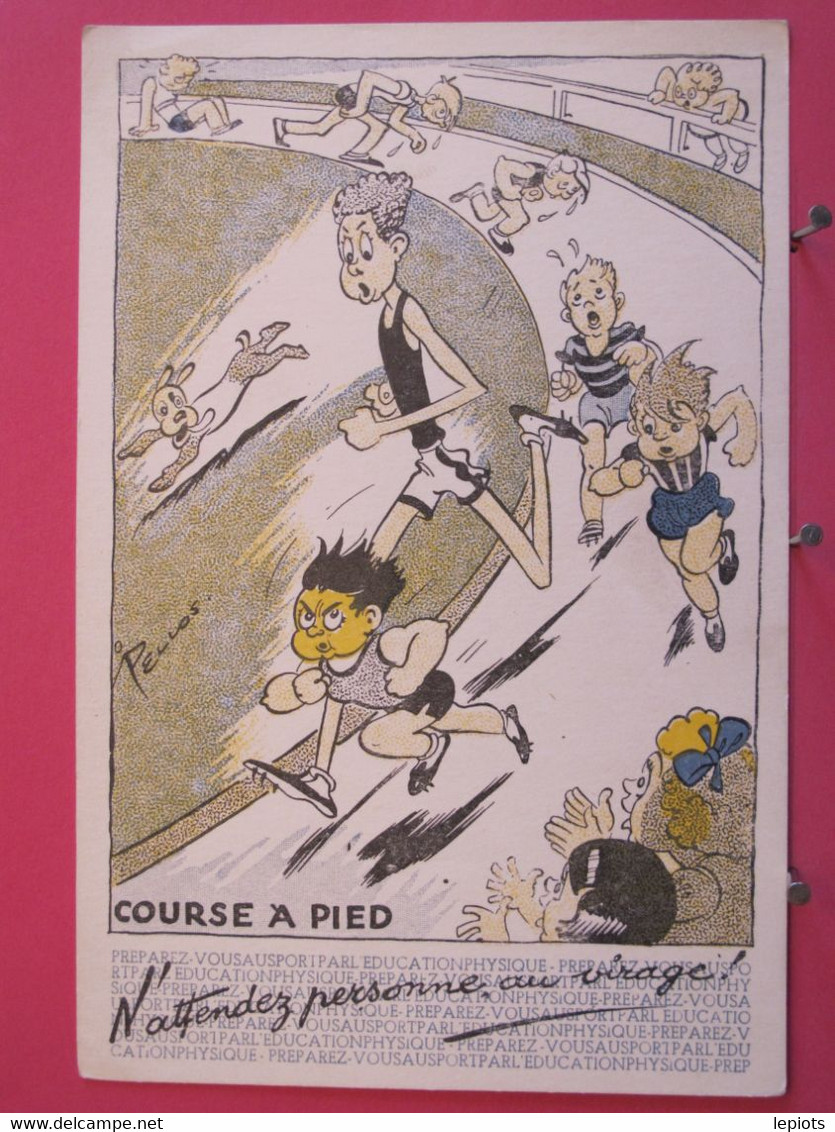 Illustrateur Pellos - Course à Pied - Humour - Commissariat Général à L'Education Et Aux Sports - R/verso - Pellos