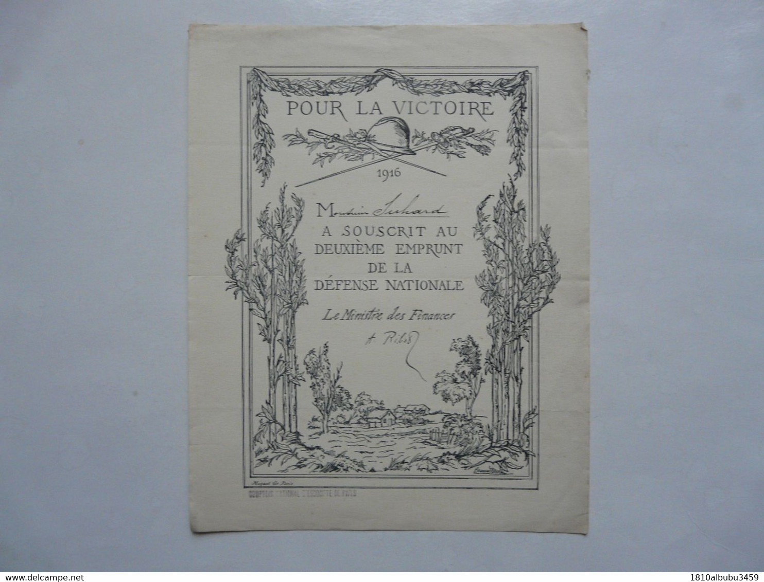 VIEUX PAPIERS - DEUXIEME EMPRUNT DE LA DEFENSE NATIONALE 1916 : Pour La Victoire - Unclassified