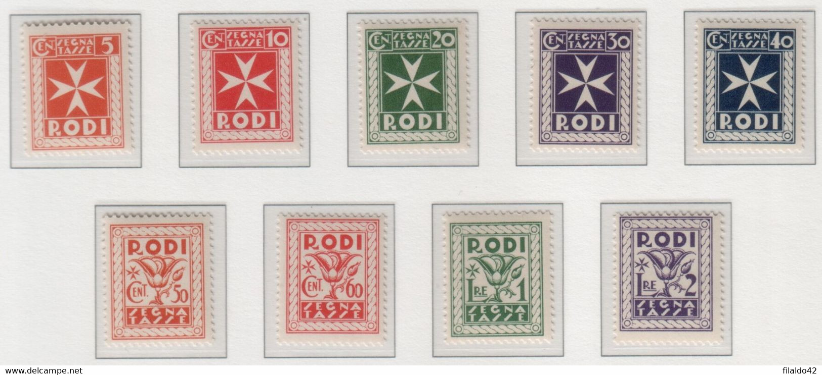 Egeo - Emissioni Generali 1934 Segnatasse "Soggetti Vari" Serie Cpl 9v MNH** - Aegean