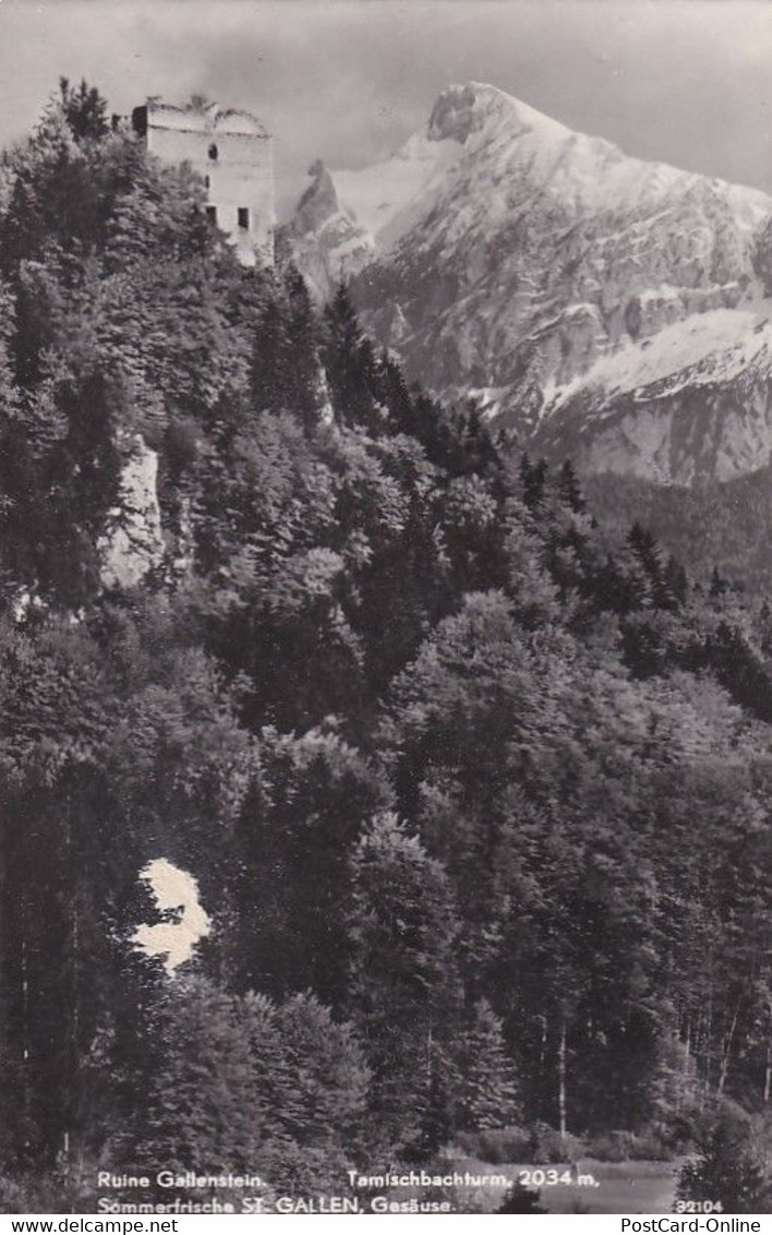 2042 - Österreich - Steiermark , St. Gallen , Gesäuse , Ruine Gallenstein , Tamischbachturm , Sommerfrische - Gelaufen 1 - St. Gallen