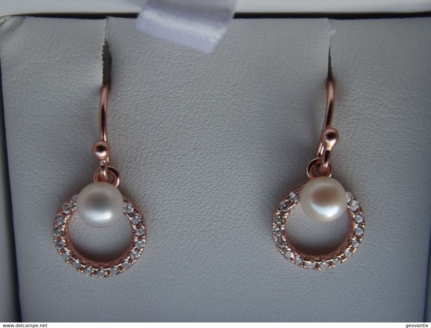 Boucles D'Oreille ARGENT 925 Rose & Brillants - Oorringen