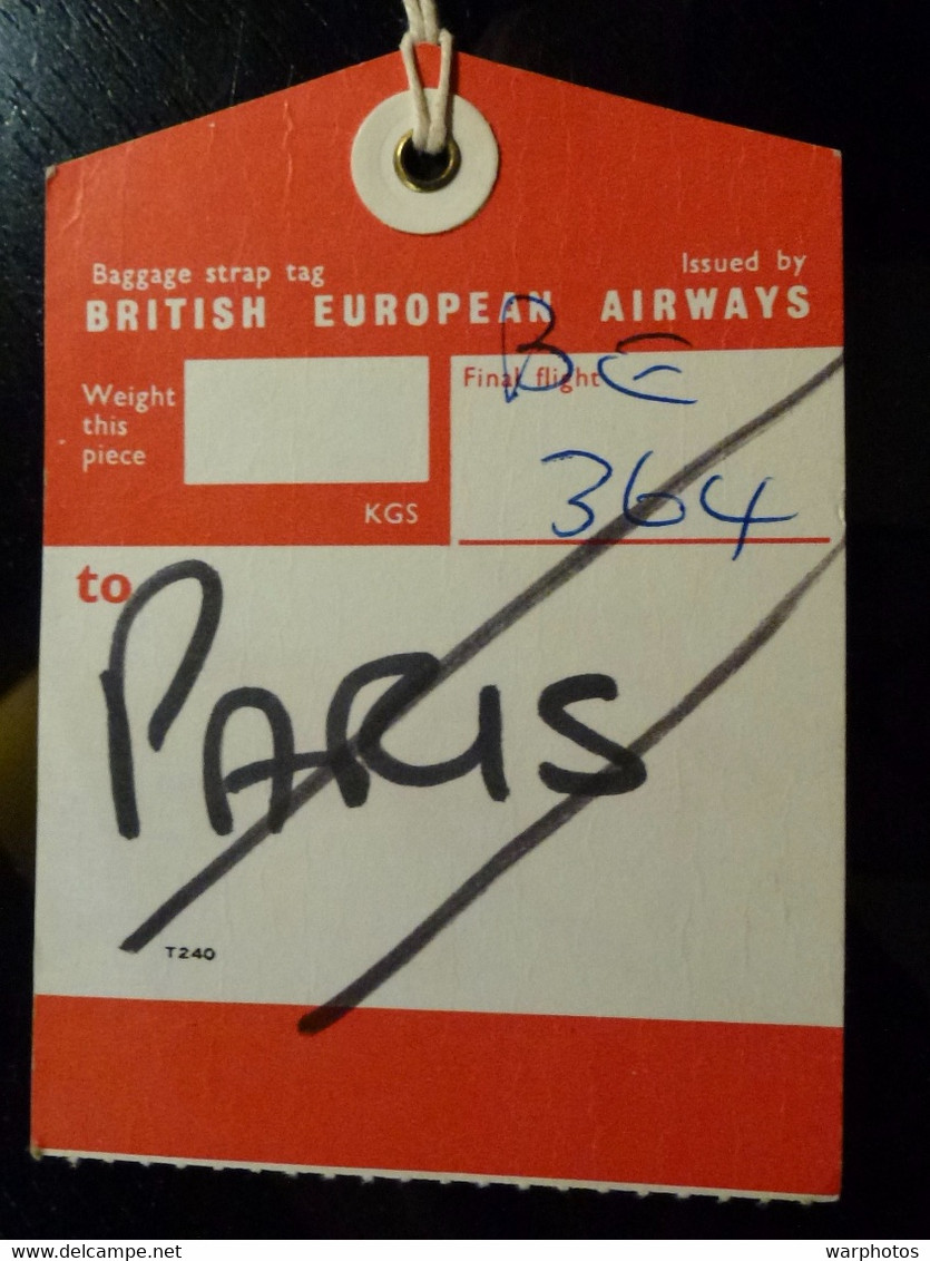 ETIQUETTE BAGAGE _ BEA _ BRITISH EUROPEAN AIRWAYS - Étiquettes à Bagages