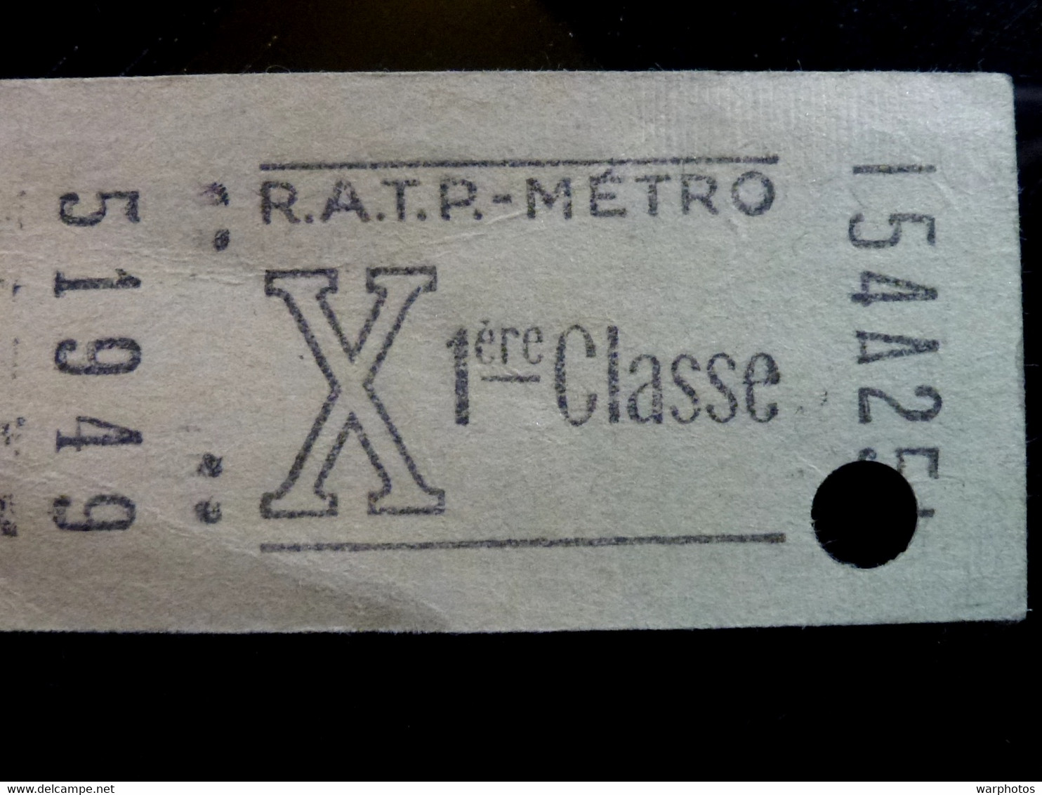 TICKET - RATP _ METRO _ 1ère CLASSE - Non Classés