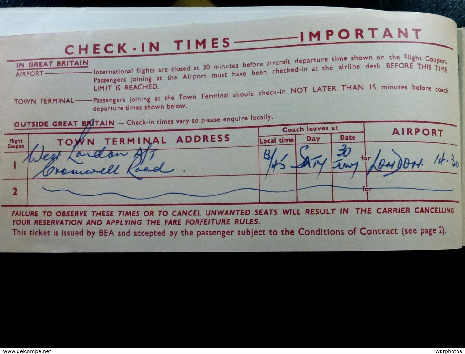 CARTE D'EMBARQUEMENT : BEA _ BRITISH EUROPEAN AIRWAYS _ 1966 - Boarding Passes