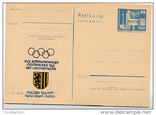 DDR P80-8-79 C16 Postkarte PRIVATER ZUDRUCK Olympischer Tag Dresden 1979 - Cartes Postales Privées - Neuves