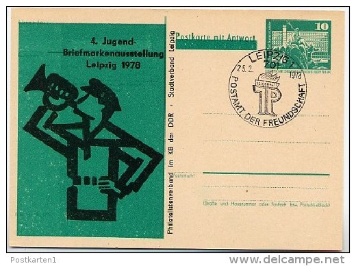 DDR P81-1F-78 C3-a Frage-Postkarte PRIVATER ZUDRUCK Trompeter Leipzig Sost. 1978 - Private Postcards - Used