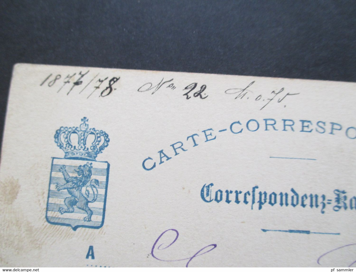 Luxemburg 1878 Ganzsache P 19 Stempel Luxemburg Corrrespondenz Karte Starke Gebrauchsspuren!!! - Stamped Stationery
