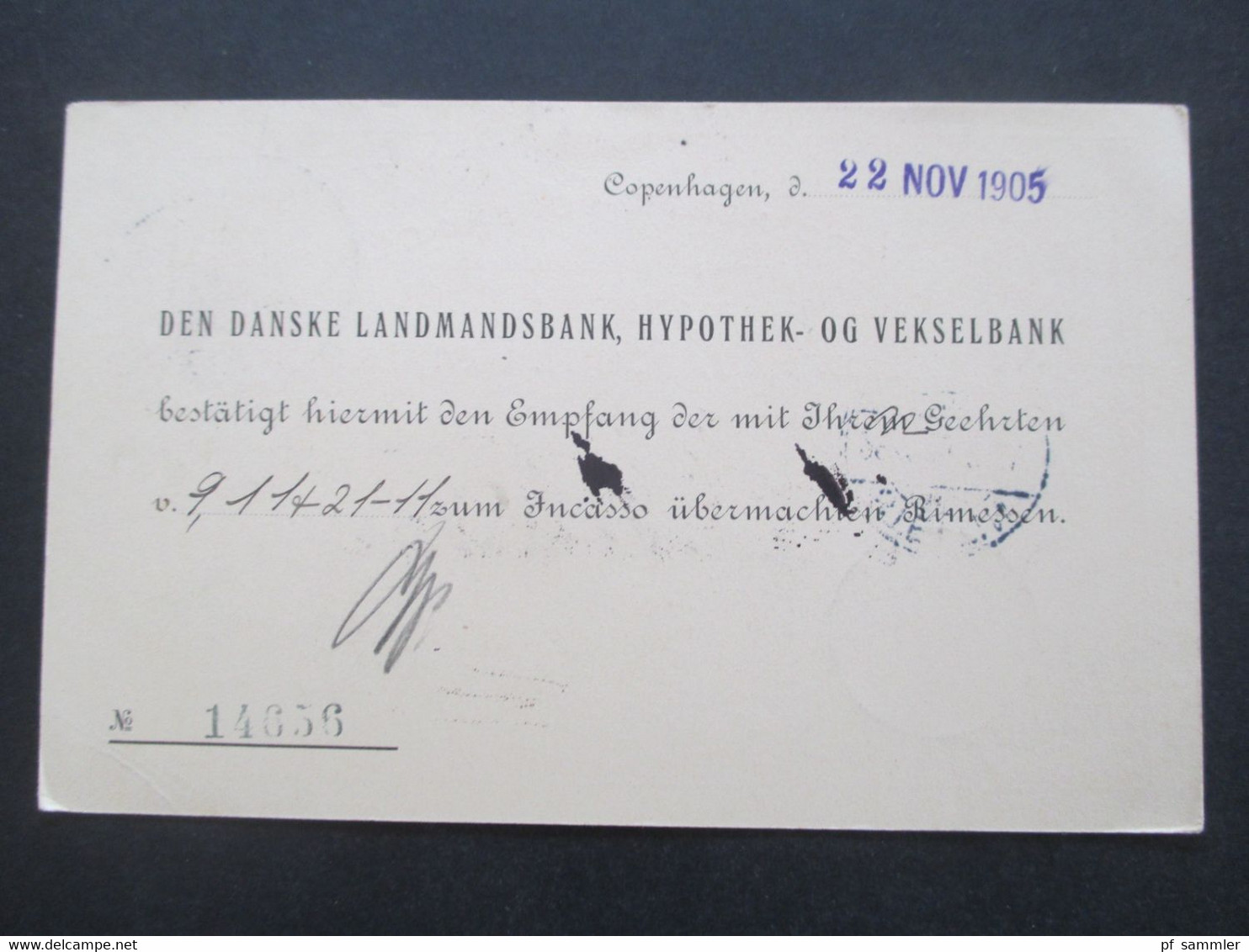 Dänemark 1905 Bedruckte Ganzsache Danske Landmandsbank Union Postale Universelle Kjobenhavn - Stettin - Postwaardestukken