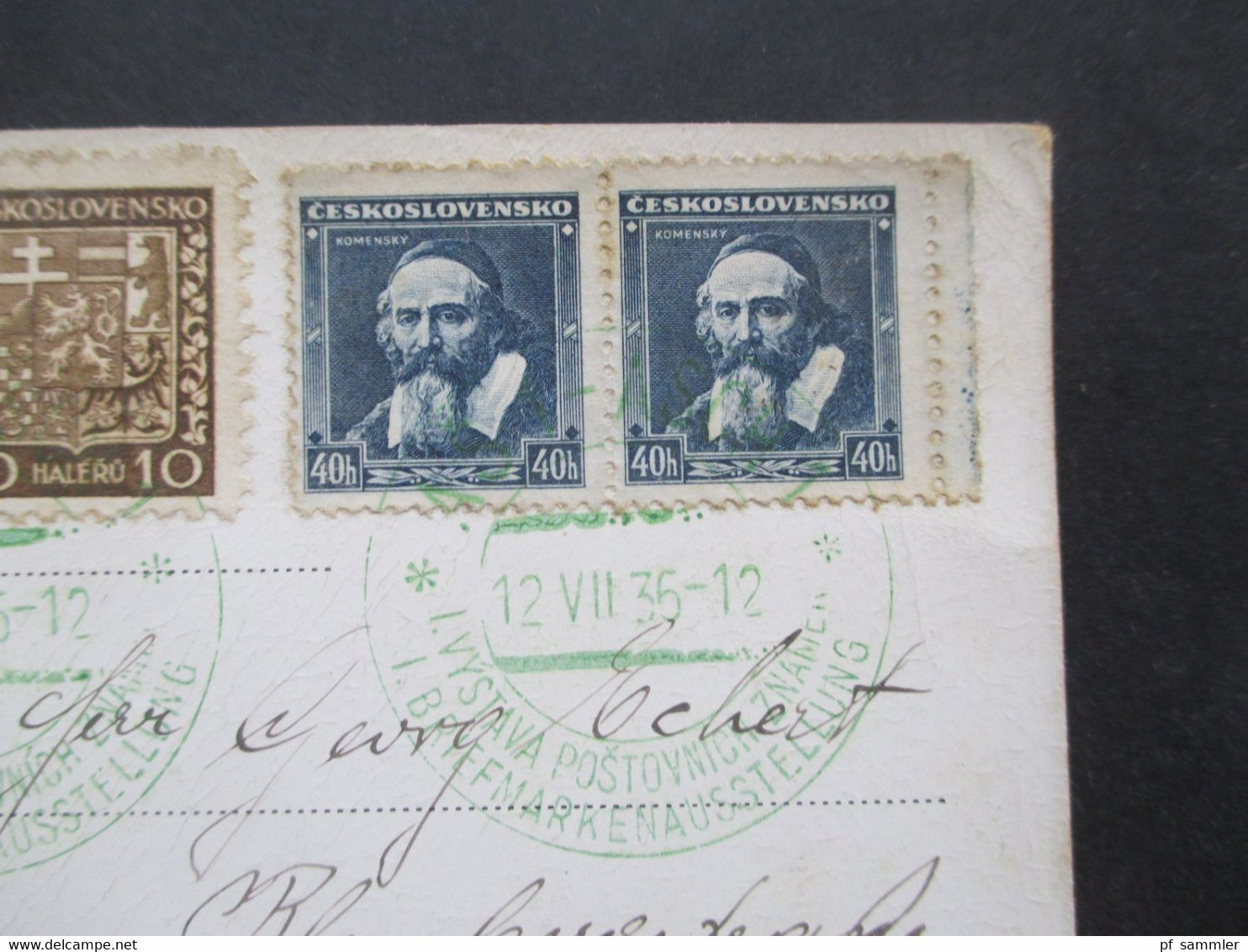 CSSR 1936 Sonderkarte 1. Ausstellung Des Briefmarkensammler Vereins Merkur In Asch (Sudetenland) Grüner Sonderstempel - Briefe U. Dokumente