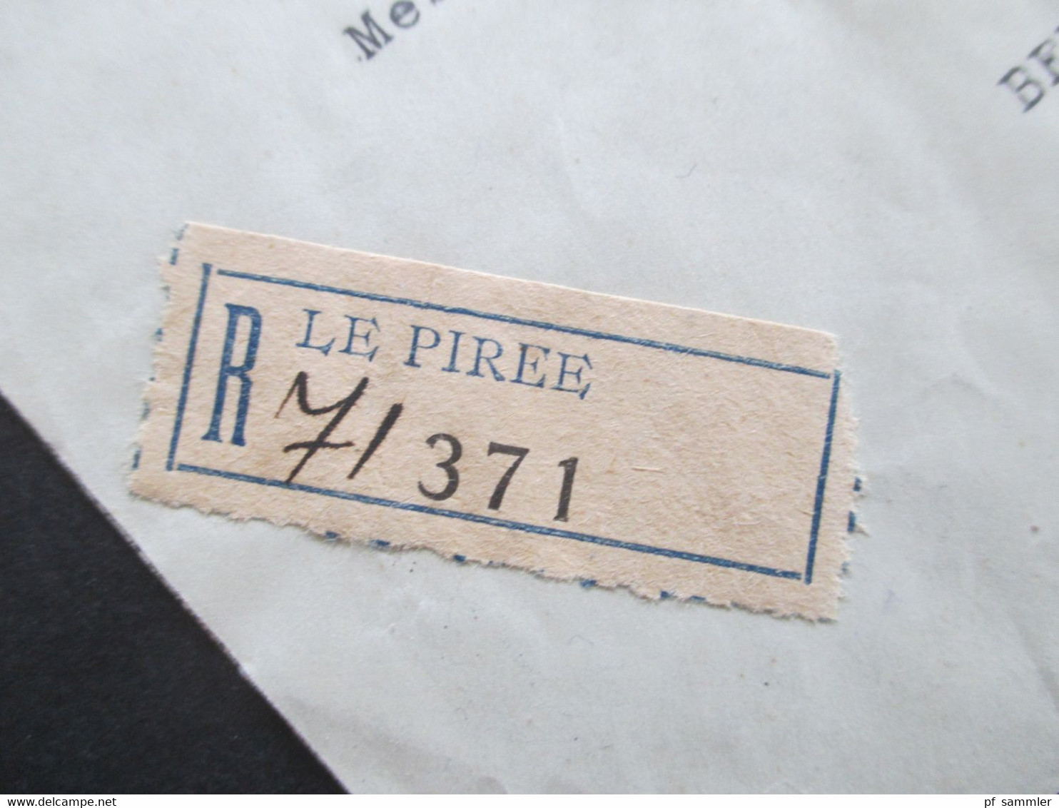 Griechenland 1927 Freimarken MiF Einschreiben Registered Le Piree - Berlin Umschlag Ionian Bank Limited Piraeus - Storia Postale