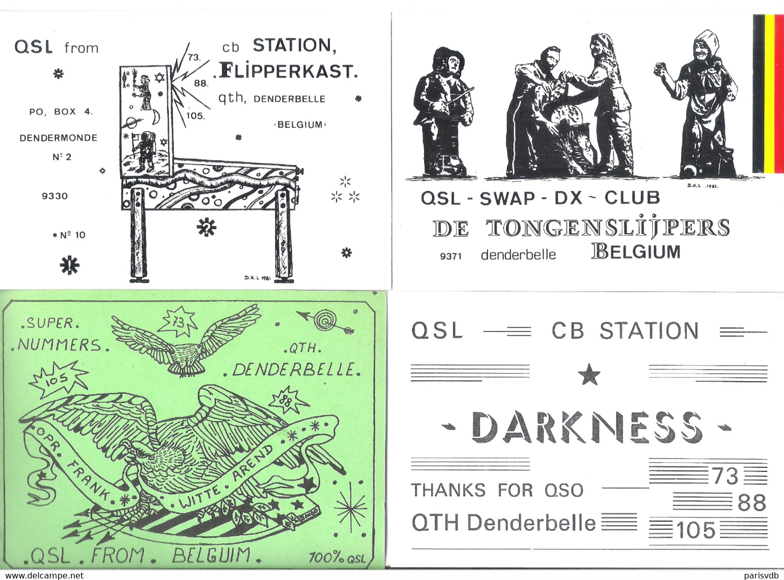 QSL Radio Card  - DENDERBELLE  - 4 KAARTEN (10.728) - Radio Amateur