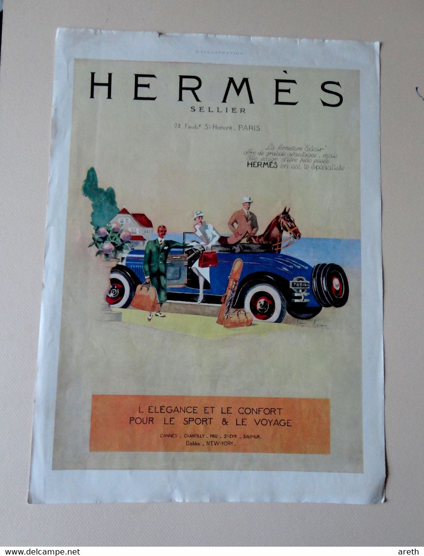 Ancienne Publicité Presse De 1926 - 40 X 29 Cm - HERMES Sellier - Double Face - Advertising