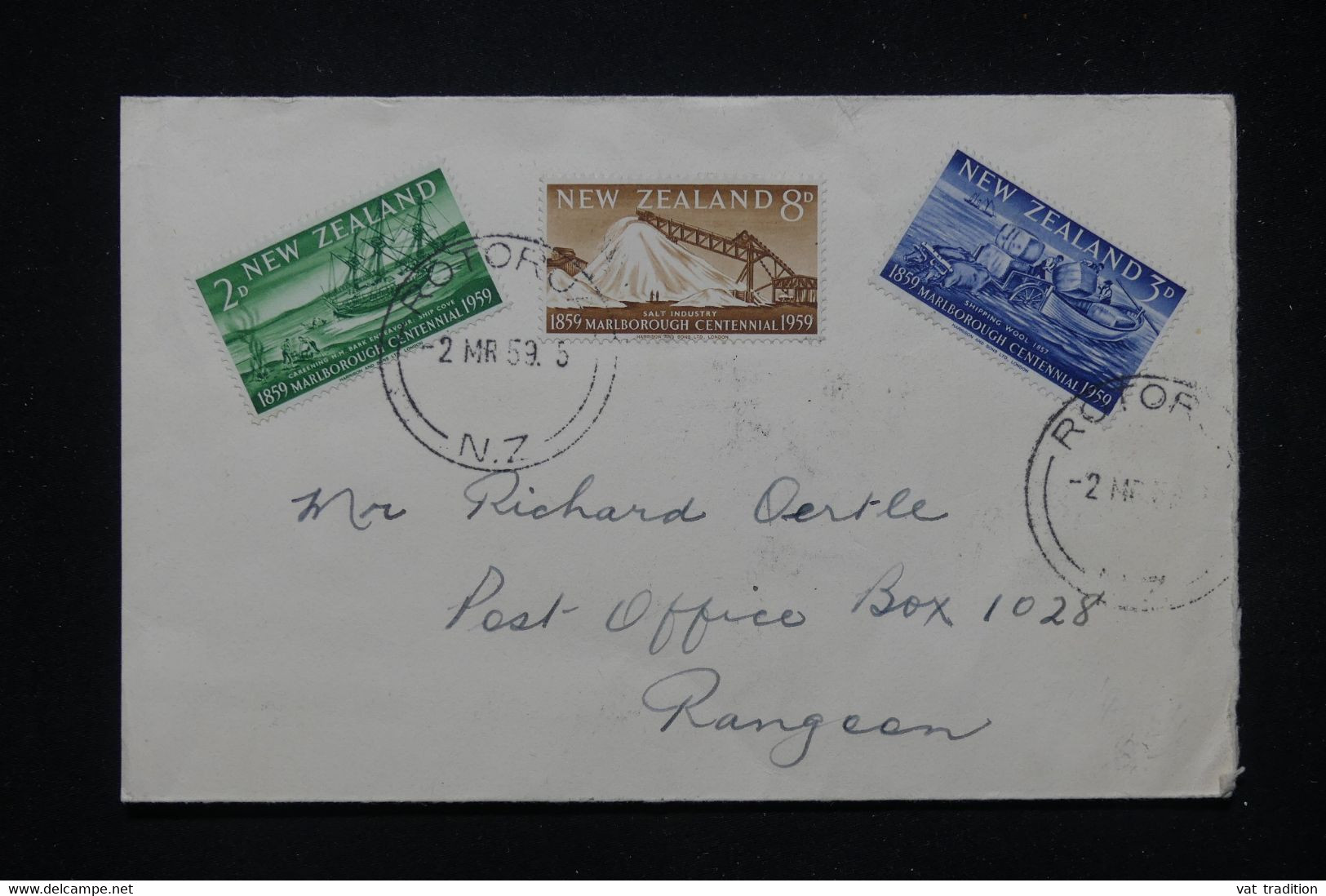 NOUVELLE ZÉLANDE - Enveloppe De Rotord Pour Rangoon En 1959 - L 81176 - Storia Postale