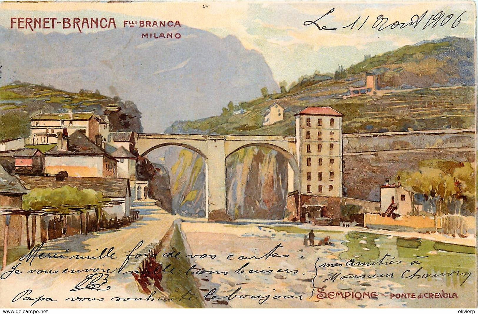 Italie - Litho - Pubblicità - Advertising - Fernet-Branca - Sempione - Ponte Ddi Crevola - Leopoldo Metlicovitz - Verbania