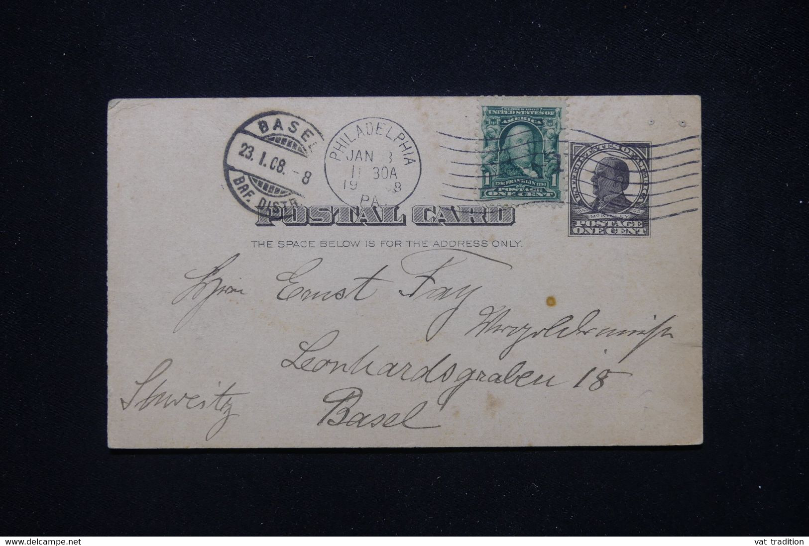 ETATS UNIS - Entier Postal + Complément De Philadelphia Pour La Suisse En 1908 - L 81184 - 1901-20