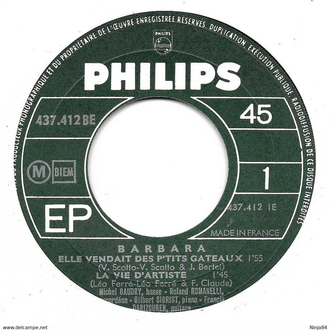 EP 45 RPM (7") Barbara‎  "  Elle Vendait Des P'tits Gâteaux  " - Other - French Music