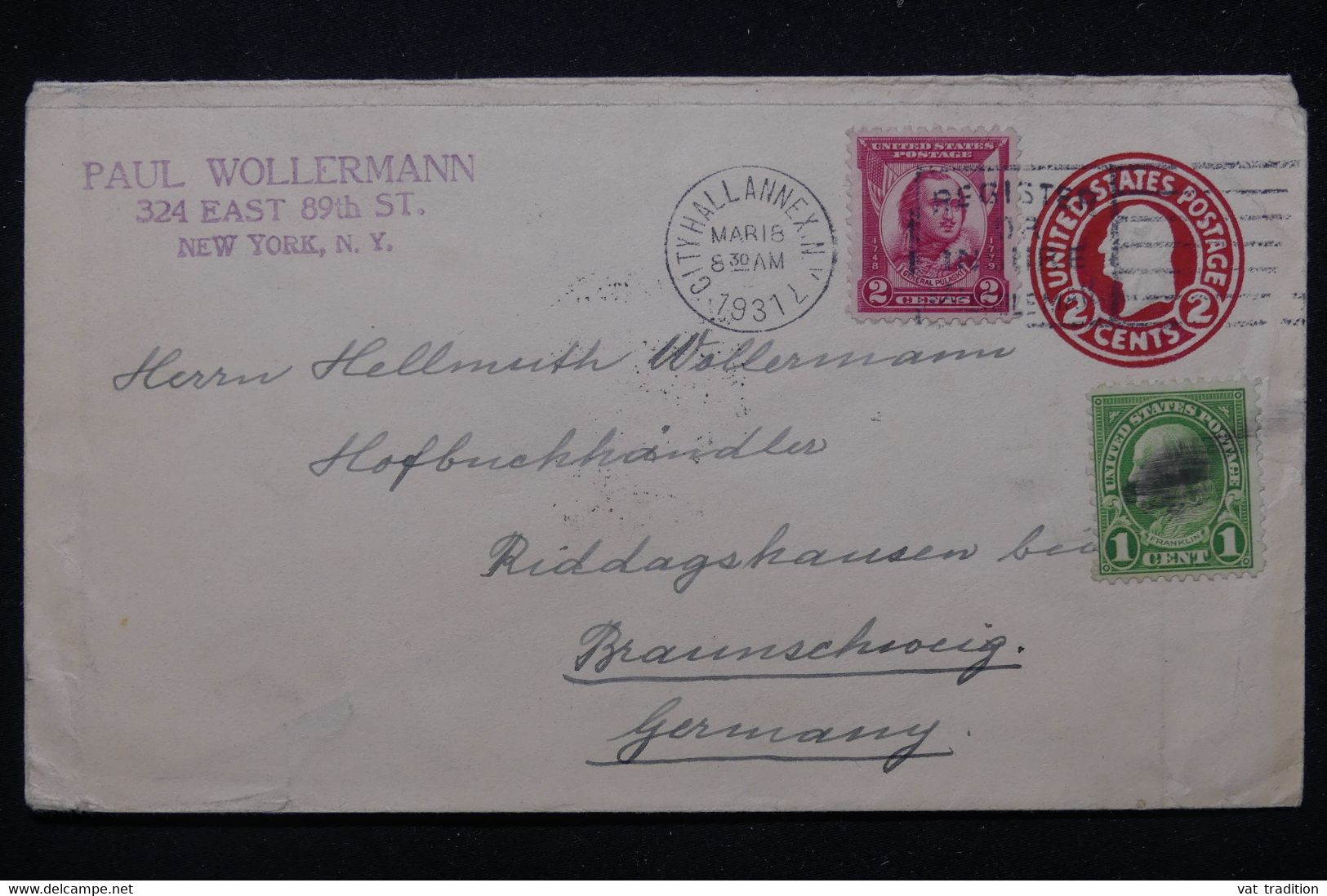 ETATS UNIS - Entier Postal Commercial + Compléments De New York En 1931 Pour L 'Allemagne - L 81208 - 1921-40