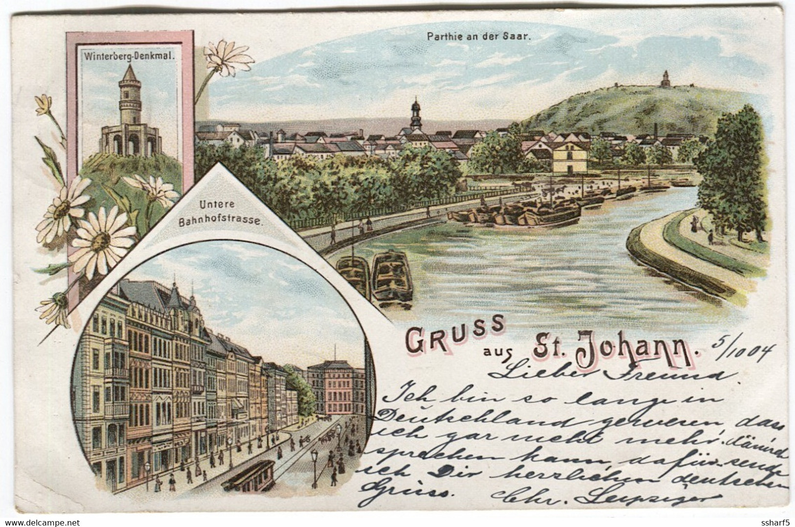 GRUSS Aus St. JOHANN Farblitho 1904 Gegangen - St. Johann In Tirol