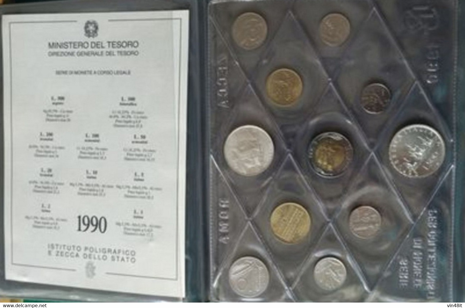 1990  - ITALIA REPUBBLICA  -  SET FIOR DI CONIO  - 11 MONETE  - TIZIANO  - - Mint Sets & Proof Sets