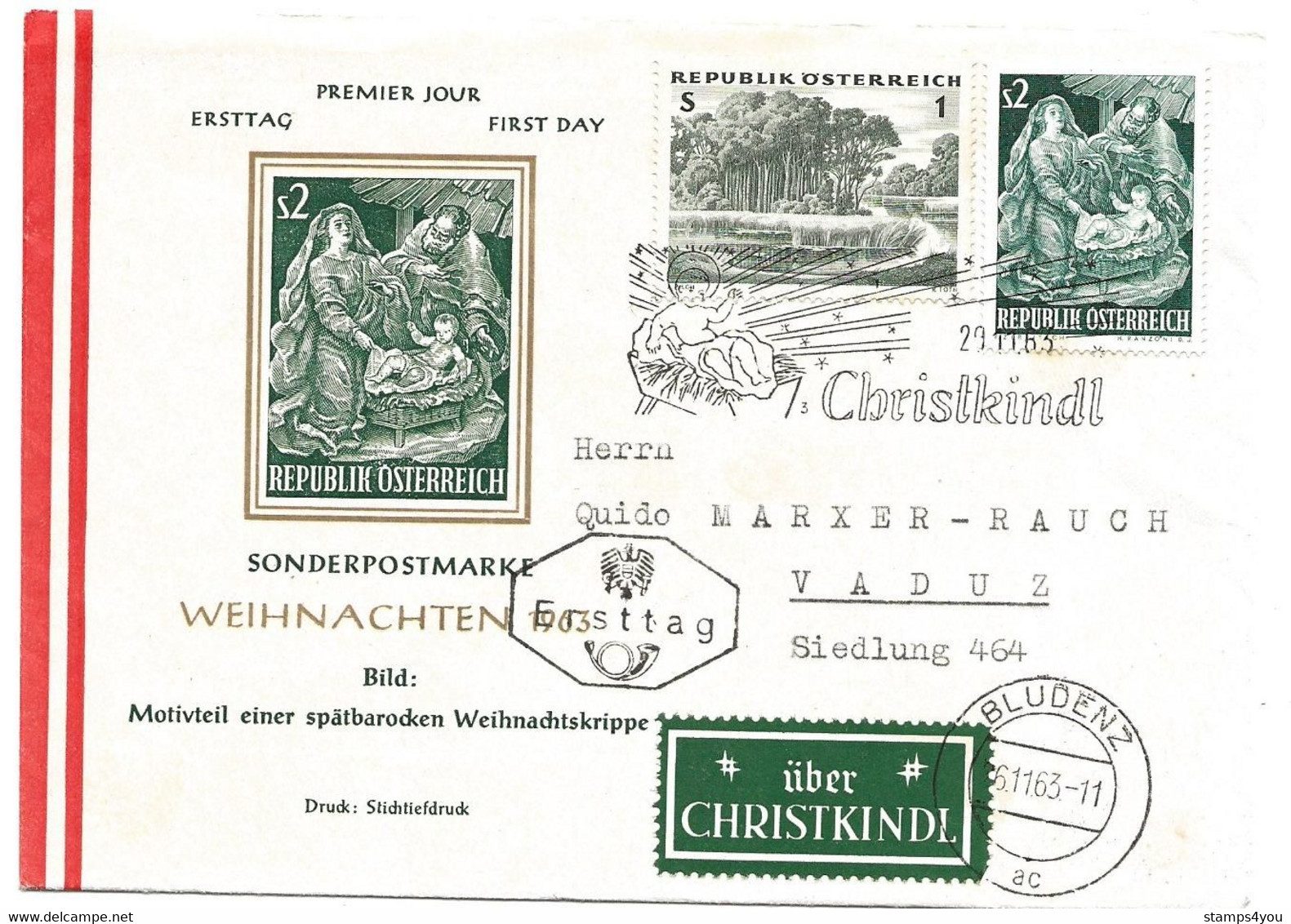 243 - 94 - Enveloppe Avec Oblit Spéciale "Christkindl 1963" - Cartas & Documentos