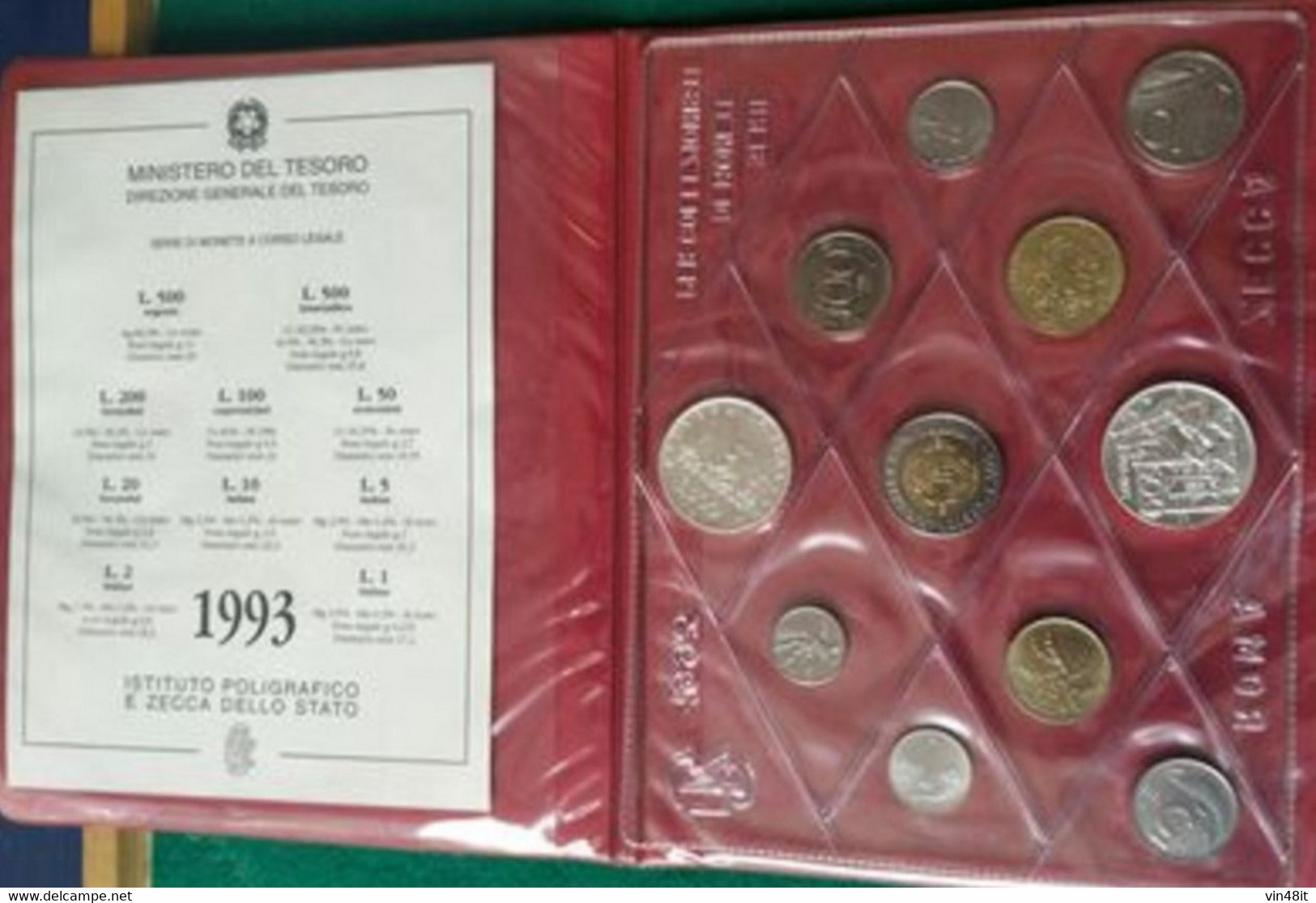 1993   - ITALIA REPUBBLICA  -  SET FIOR DI CONIO  - 11 MONETE  - GOLDONI - - Mint Sets & Proof Sets