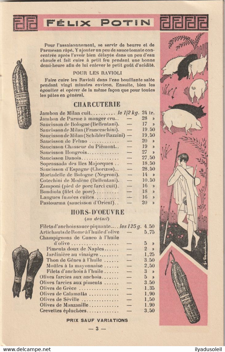 Felix Potin Catalogue Produits Italiens Et Etrangers 15 X 23.2 Cm Un Dessin De Capiello - Advertising