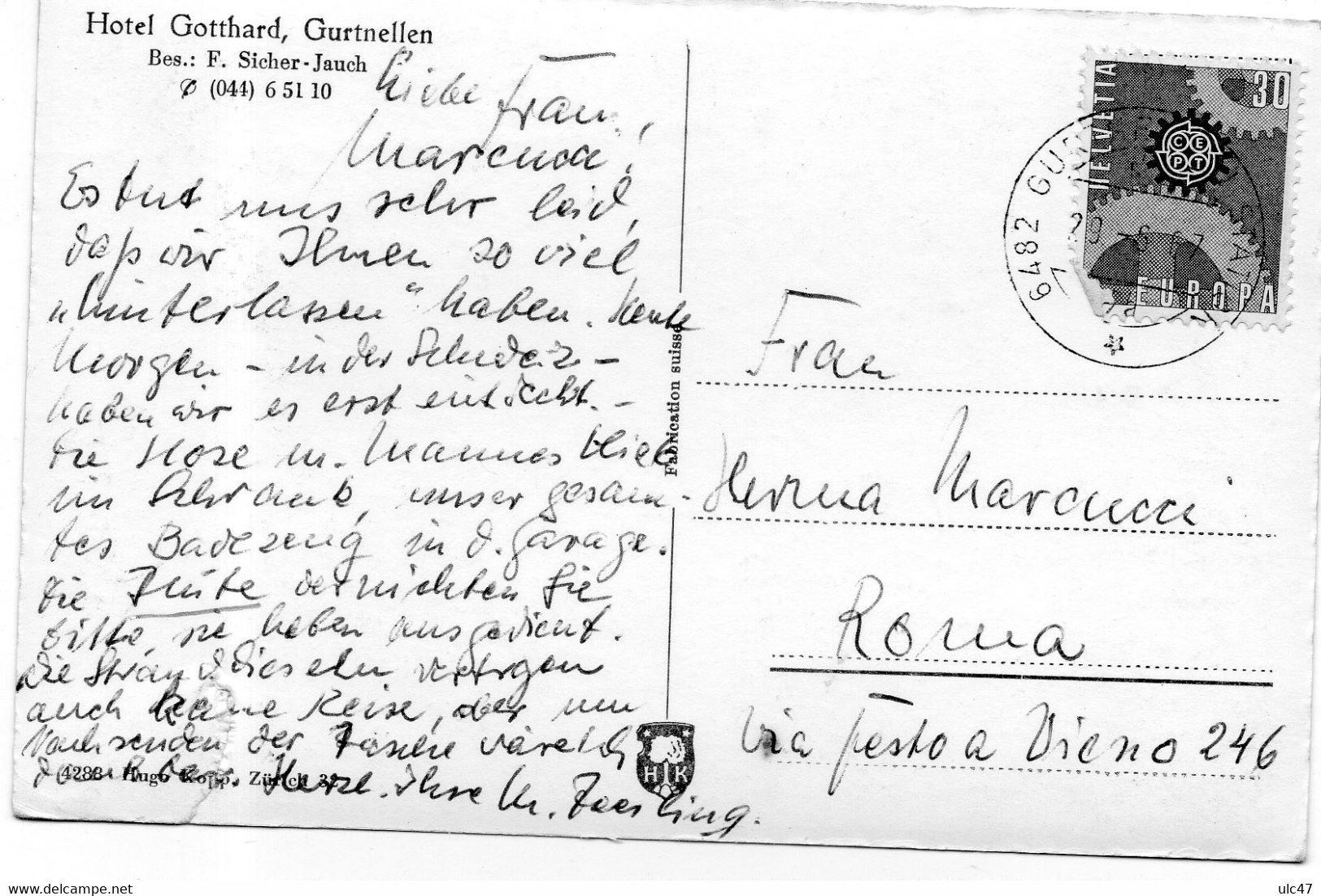 - GURTNELLEN (Uri) - Hotel Gotthard, Gurtnellen - Bes.: F.Sicher-Jauch - Scan Verso - Carte Photo En L'état - - Gurtnellen