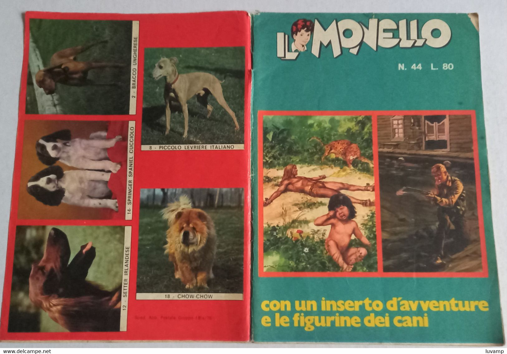 IL MONELLO N. 44  DEL    18 NOVEMBRE 1971  -CON FIGURINE  DEI CANI (CART 57) - Humoristiques