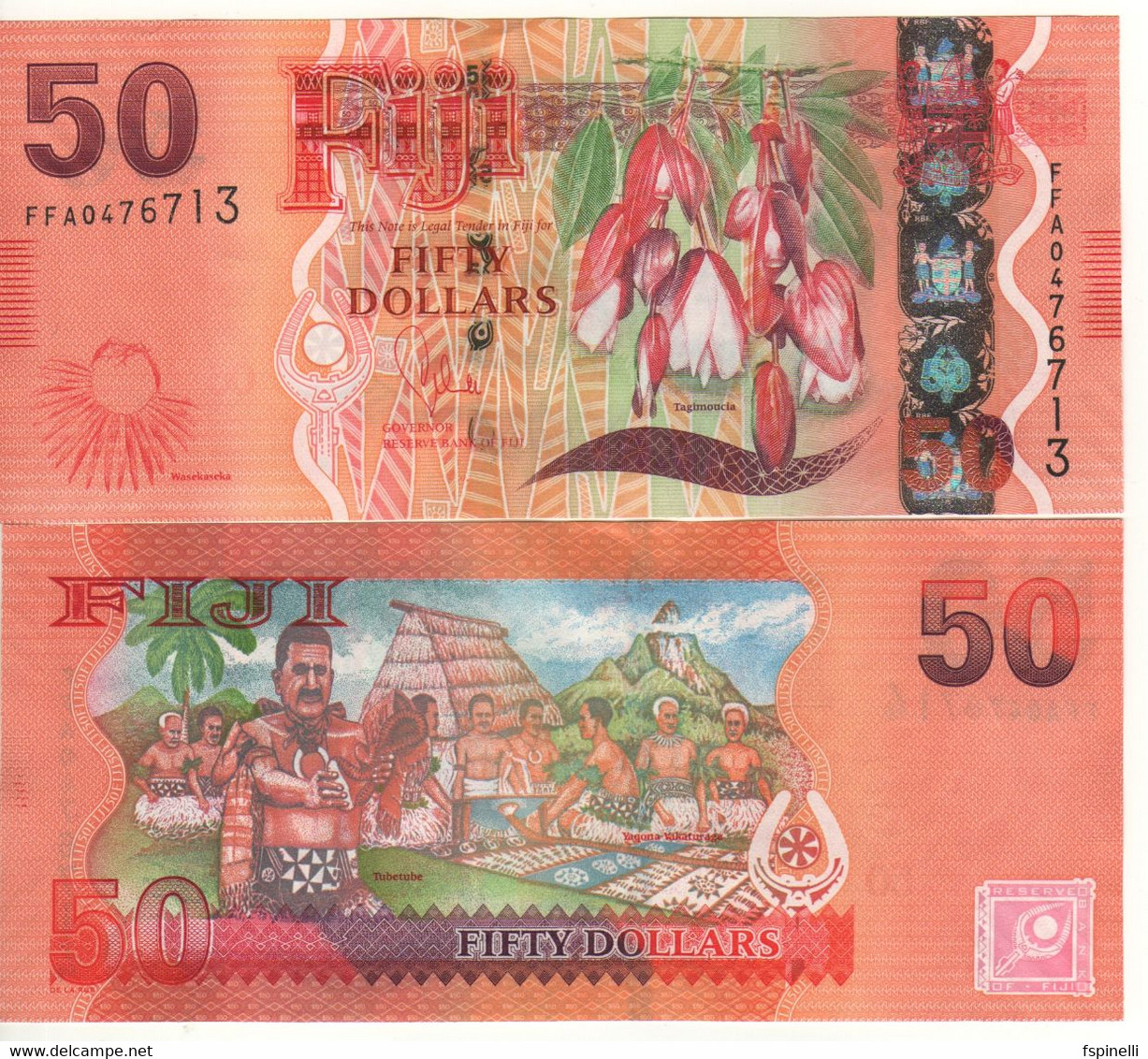 FIJI   50 Dollars P118   (ND 2012  )   Flower On Front - Cerimonial  On Back   UNC - Figi